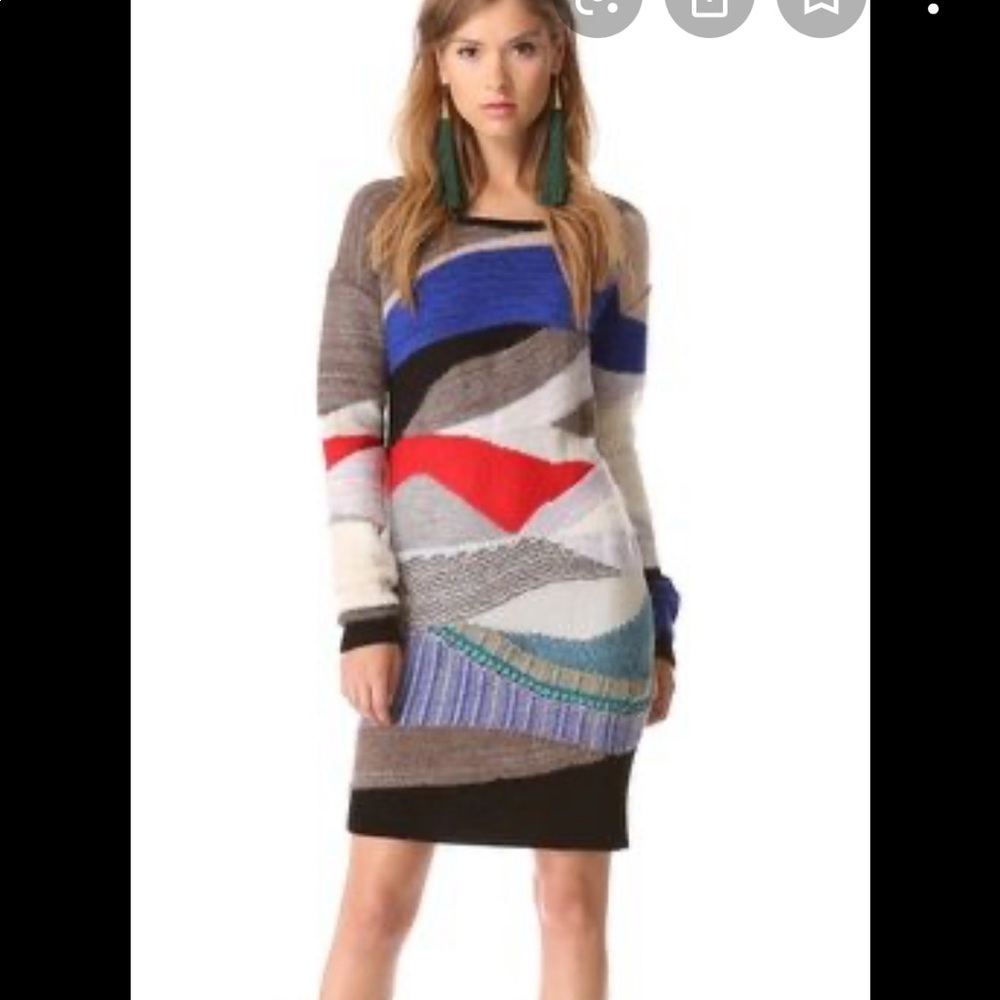Tess Giberson intarsia knit wool blend mini dress